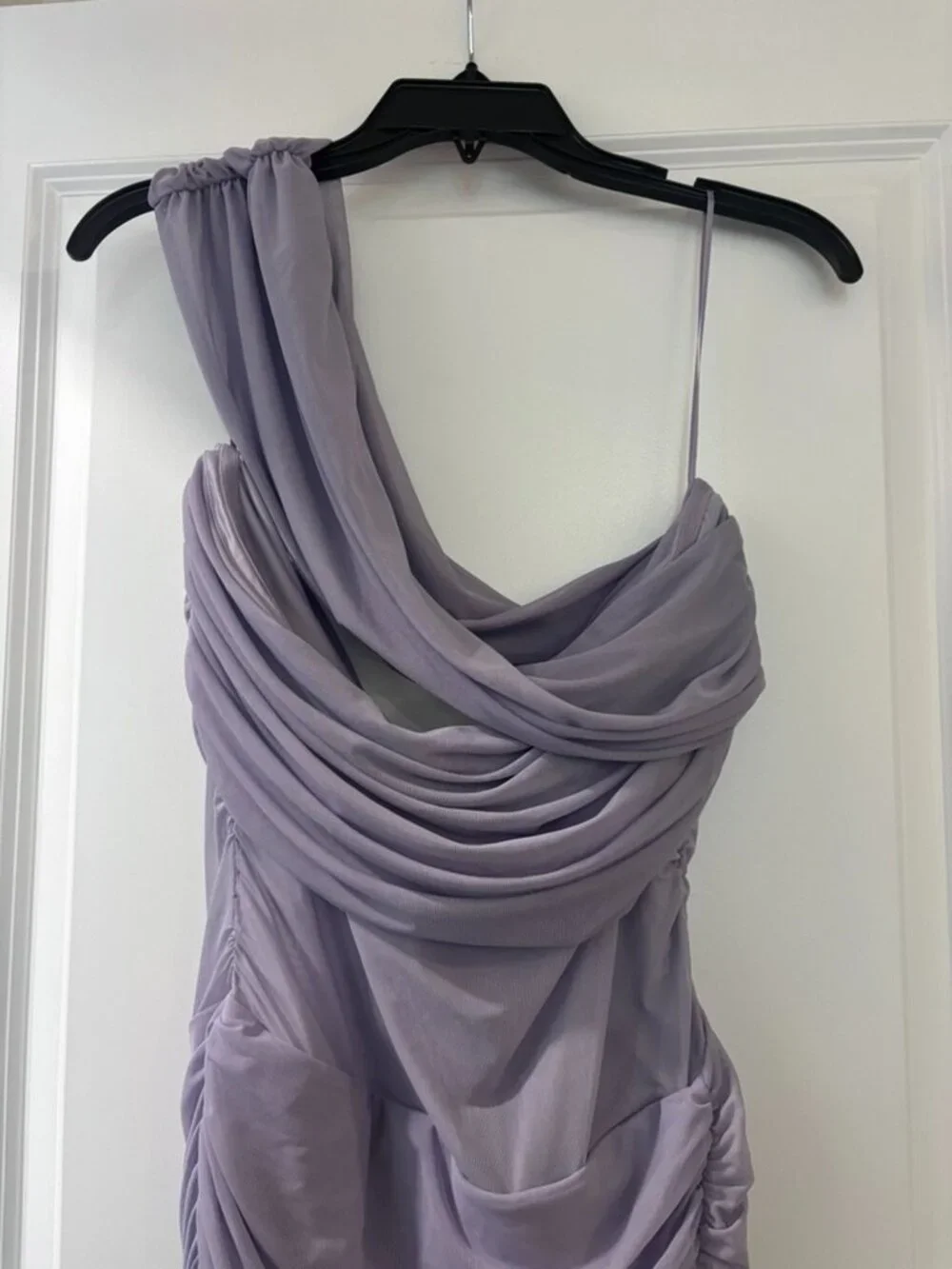 NWT Abercrombie & Fitch Mesh Asymmetrical Off The Shoulder Maxi Dress - Picture 6 of 11